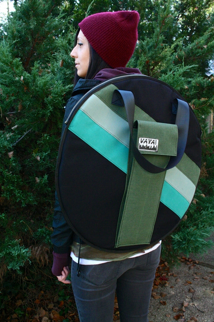 Green striped Cymbal Bag/Backpack