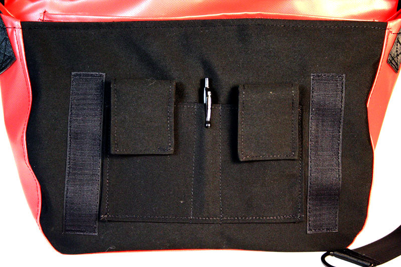RED AND GREY BIKE TUBES MEDI MESSENGER BAG