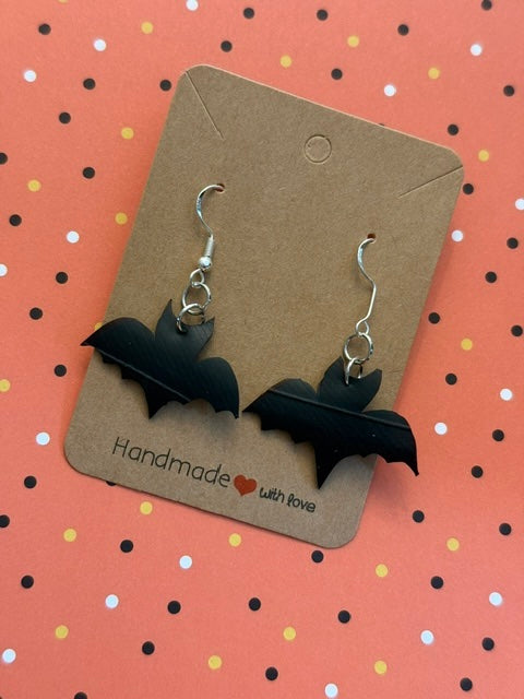 Recycled Bike Tube Bat Earrings
