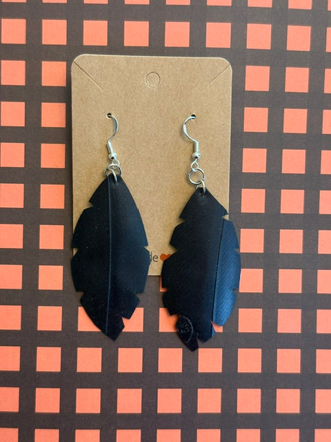 Large Bike Tube Feather Earrings