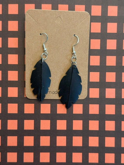 Small Bike Tube Feather Earrings