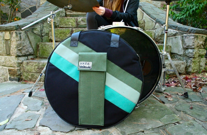 Green striped Cymbal Bag/Backpack