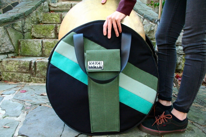 Green striped Cymbal Bag/Backpack
