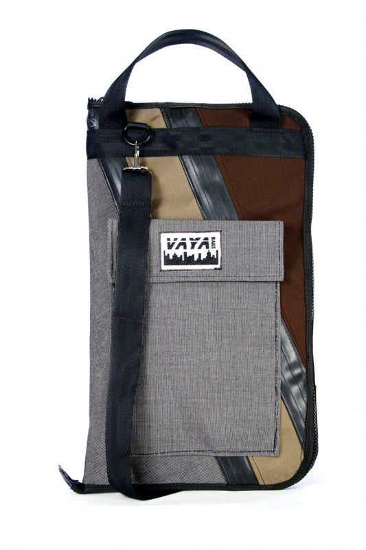 TWEED AND BROWN STRIPED STICK BAG